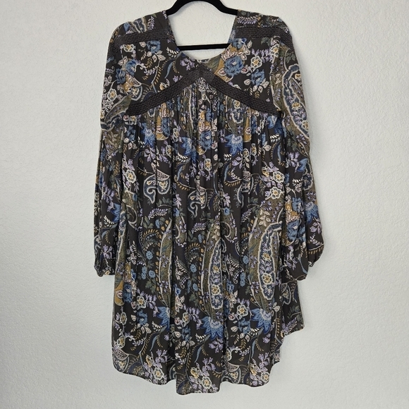 Free People S Rain or Shine Gray Print Mini Dress - Picture 5 of 9